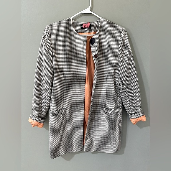 Vintage Chad Stevens Women's Plaid Blazer - Size 8 brown houndstooth euc - Picture 1 of 6